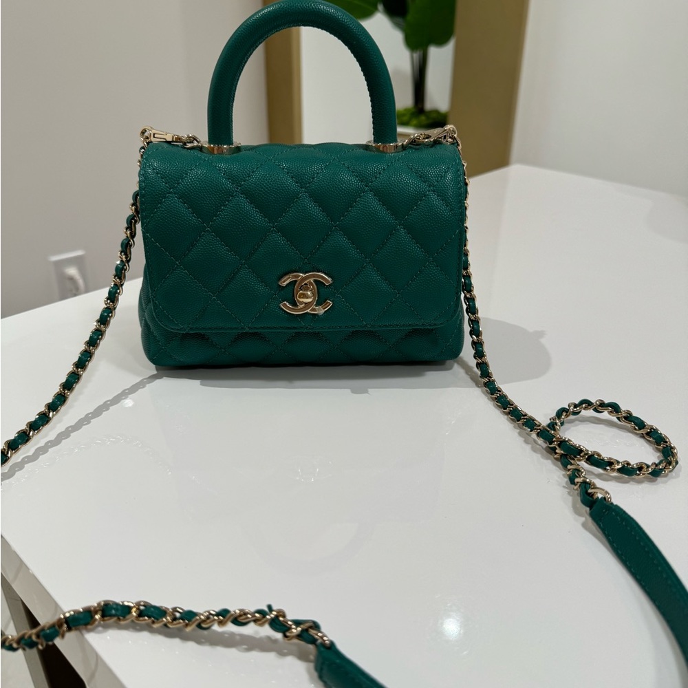 AUTHENTIC EXTRA MINI COCO HANDLE CAVIAR GREEN